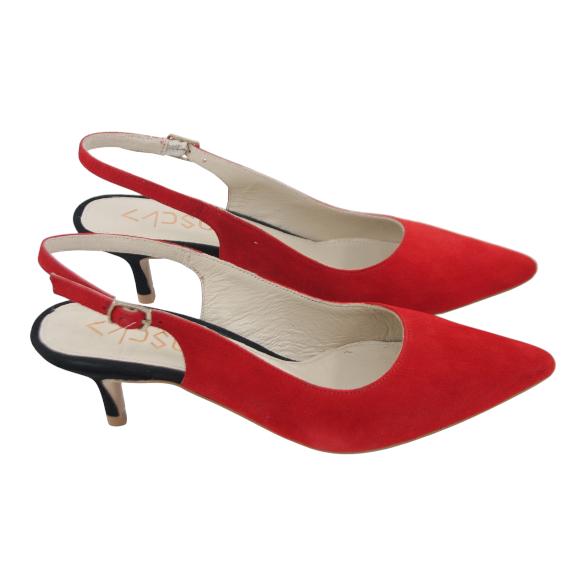 Kadsu Çeşme Kadın Stiletto Abiye – İnce Ökçe Hakiki Deri - Kırmızı Siyah · 5.00 cm