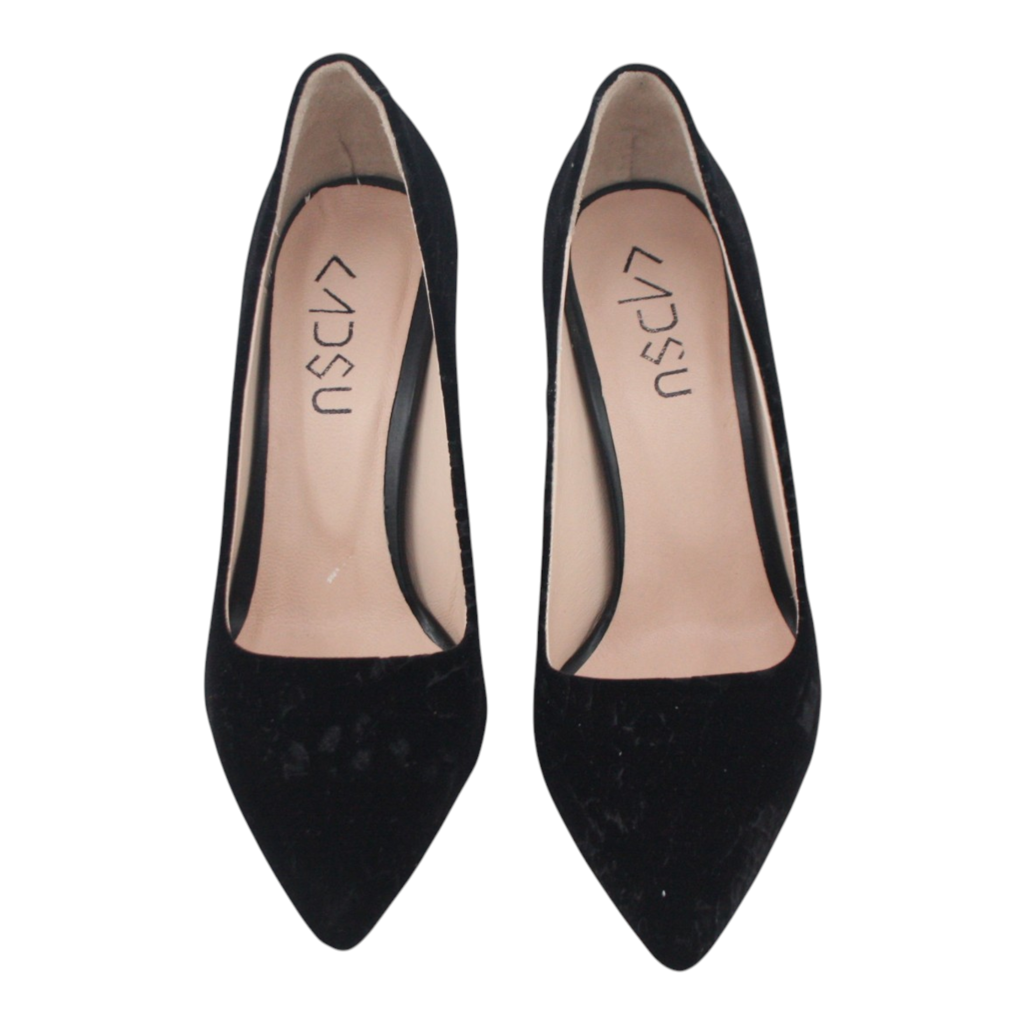 Kadsu Velvet Kadın Stiletto – Siyah Kadife Sivri Burun - Siyah · 9.00 cm